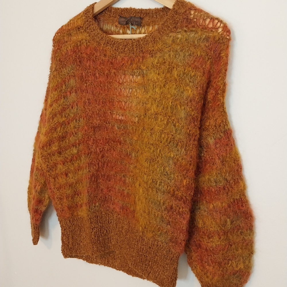 Bernat Klein Vintage Loose Knit Pullover Sweater Orange Size Small/Medium - Picture 2 of 9